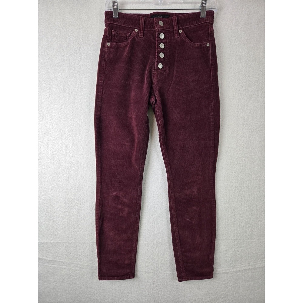 Lucky Brand Bridgette 2 26 Ankle Corduroy Pants Skinny Burgundy